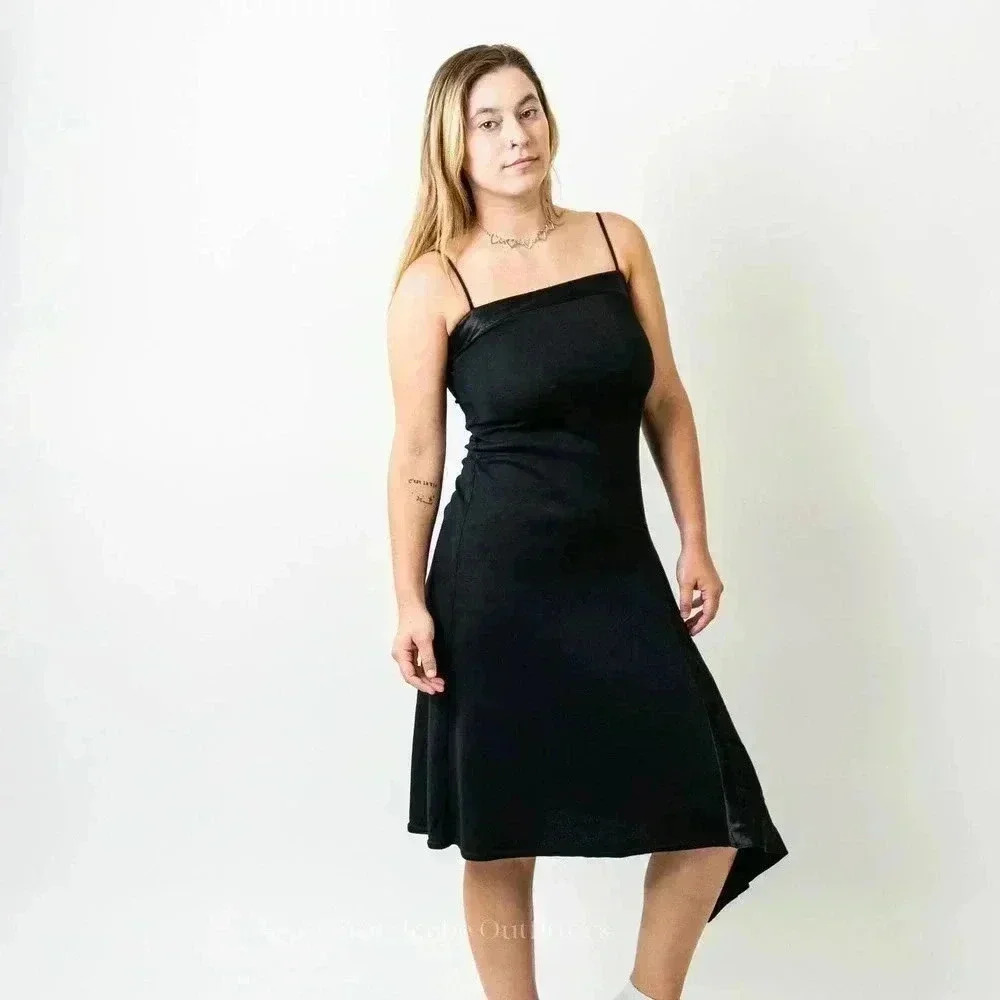 Vintage 90s Black Asymmetrical Dress - Picture 5 of 11